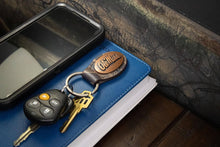 Load image into Gallery viewer, Ole Miss Rebels Oval Camo Leather Key Fob: Brown/Tan Camo