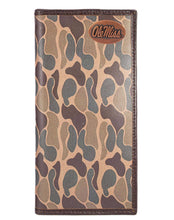 Load image into Gallery viewer, Ole Miss Rebels Secretary Old School Camo Leather Wallet: Brown/Tan