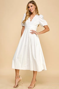Sweet Simplicity Puff Sleeve Midi Dress