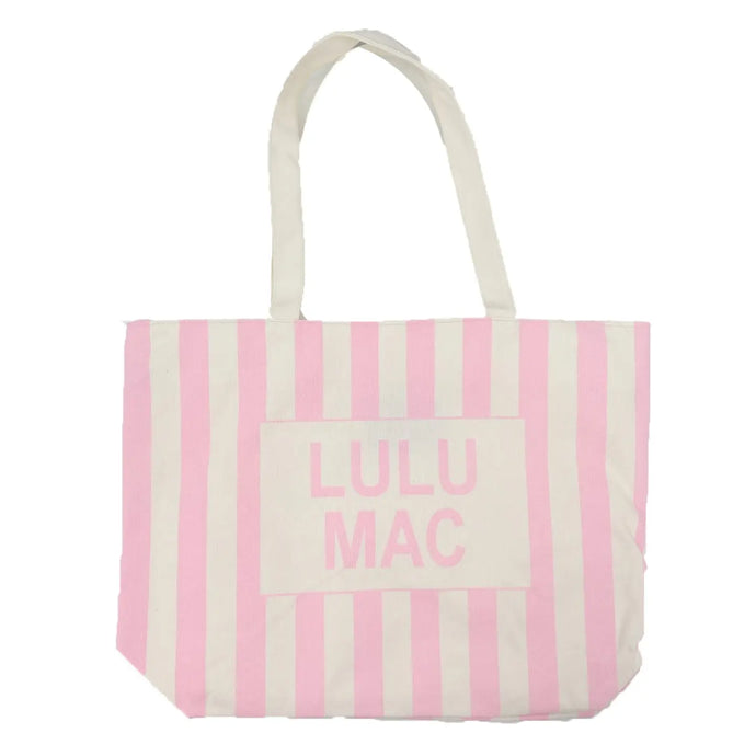 Lulu Mac Canvas Tote in Pink/White Stripe