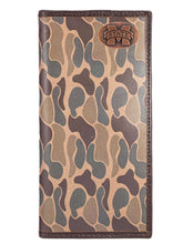 Load image into Gallery viewer, MSU Bulldogs Men&#39;s Secretary Old School Camo Leather Wallet:Brown/Tan