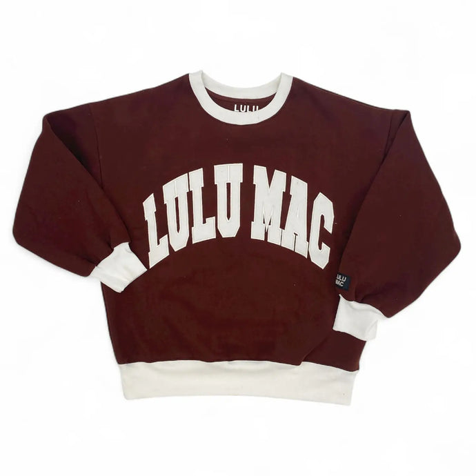 Lulu Mac Color Block Stitch Sweatshirt in Brown/White