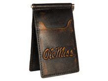 Load image into Gallery viewer, Ole Miss Rebels Burnished Leather Front Pocket Clip Wallet