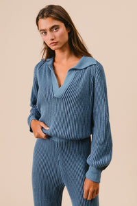 Worst Ways Two Tone Sweater And Pants Set in Denim/Navy