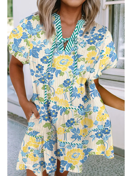Little Miss Summer Floral Striped Dress