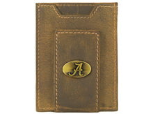 Load image into Gallery viewer, Alabama Crimson Tide Vintage Tan Leather Magnetic Front Pocket Wallet