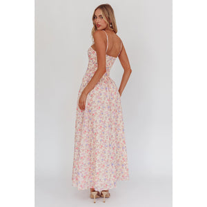 Sun On My Face Floral Flowy Maxi Dress in Blue