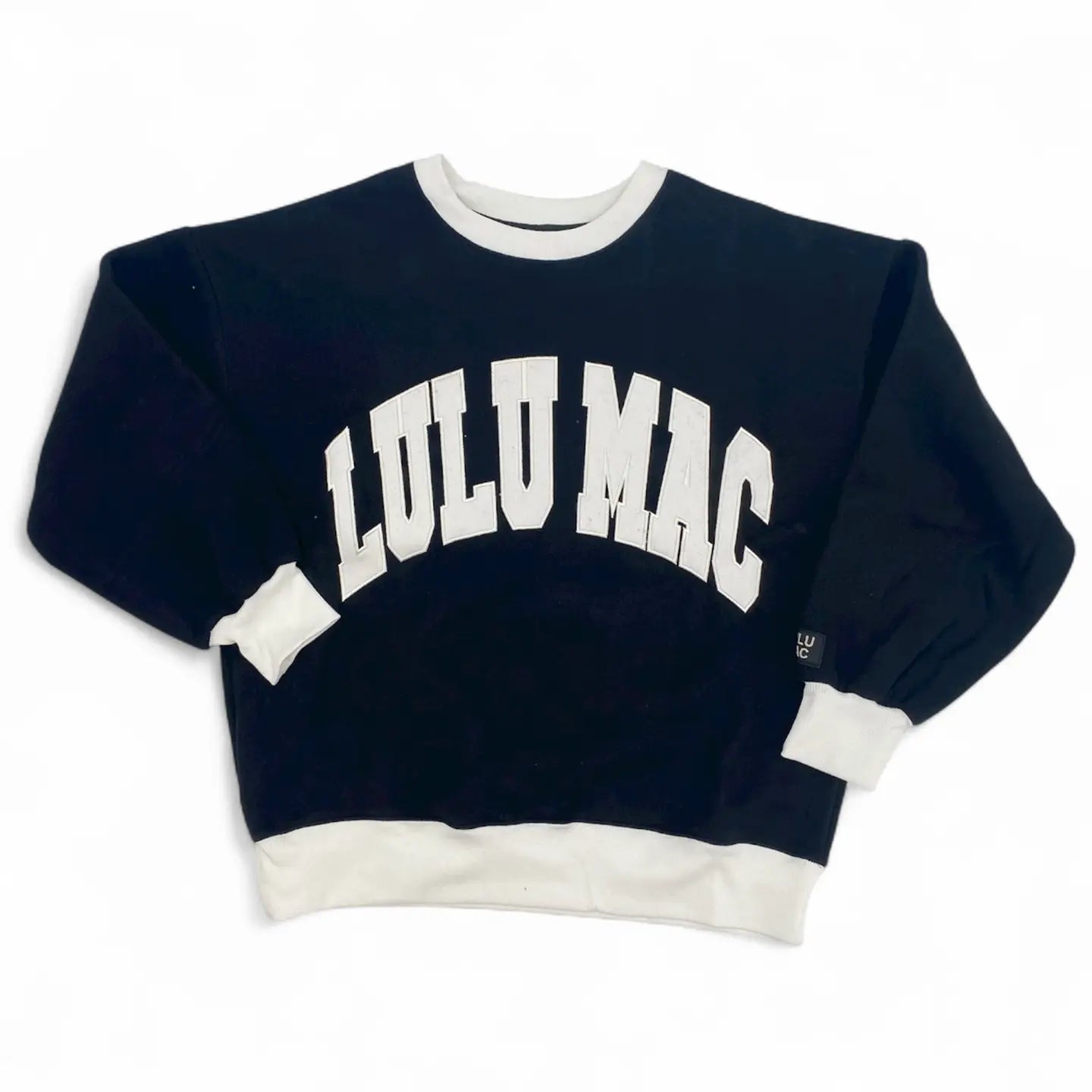 Lulu Mac Color Block Stitch Sweatshirt in Black/White