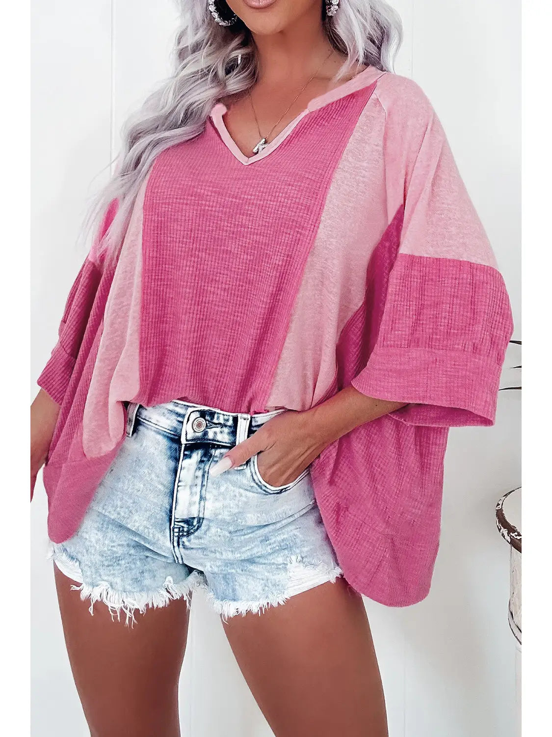 Let's Have Some Fun Colorblock 3/4 Sleeve Top