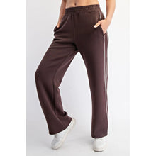 Load image into Gallery viewer, It&#39;s Love Modal Scuba Stripe Piping Pants in Espresso/Cream