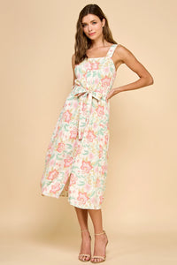 Darling Moment Floral Button Down Midi Dress