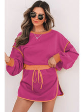 Load image into Gallery viewer, Time After Time Colorblock Pullover And Skort Set in Rose Red