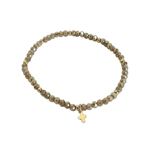 Erin Gray Gold Luxe Cross Bracelet in Champagne