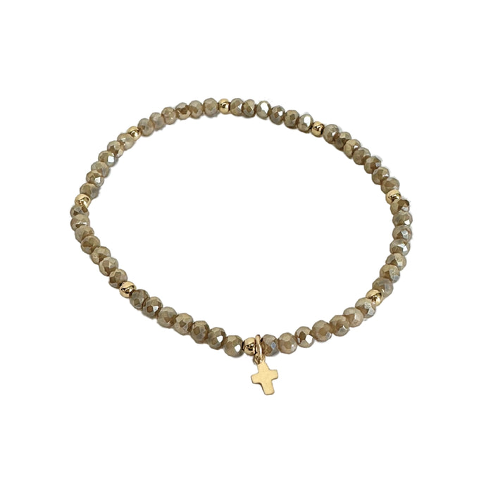 Erin Gray Gold Luxe Cross Bracelet in Champagne