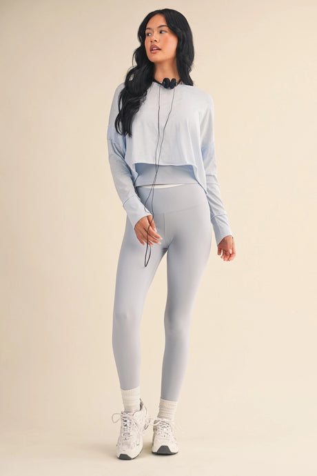 Some Never Do Cotton Slub Cutout Back LS Top in Blue