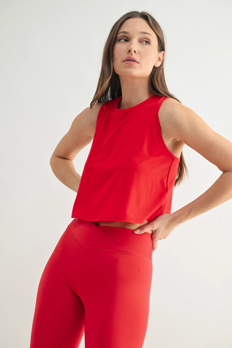 Miles On It Cropped Tank in Cherry