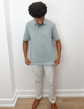 Load image into Gallery viewer, Southern Shirt Co. Men's Hillsboro Stripe Polo Foggy Bay