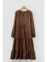 Load image into Gallery viewer, Picture Perfect LS Button V-Neck Tiered Maxi Dress