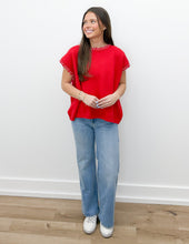 Load image into Gallery viewer, Hear The Crowd Stitch Detail Sweater Vest in Ruby