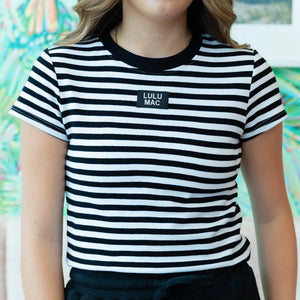Lulu Mac Stripe SS Top in Black