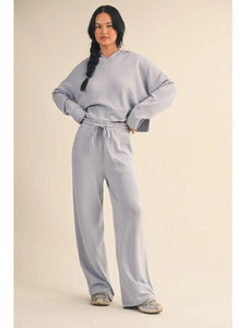 Lost My Mind Scuba Oversized Crop Hoodie in Blue