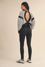 Load image into Gallery viewer, Seems Like Yesterday Striped Cutout Back Sweatshirt in White/Black
