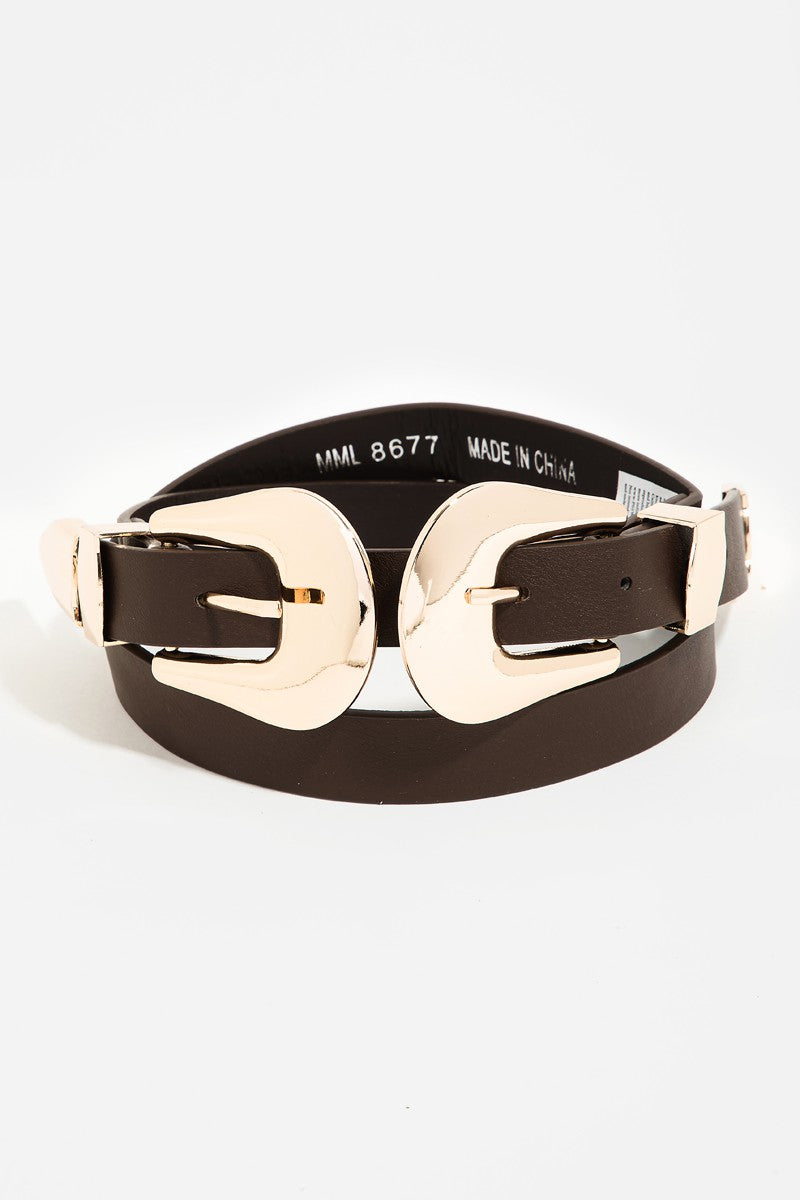 I Stand Beside You Double Buckle Belt Brown