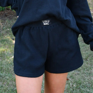 Lulu Mac Waffle Shorts in Black