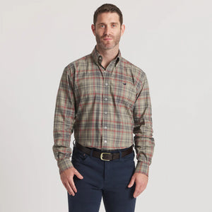 Southern Marsh Barnstable Lines Performance Dress Shirt in Sage & Navy