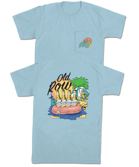 Old Row Beer Floats SS Pocket Tee in Chambray