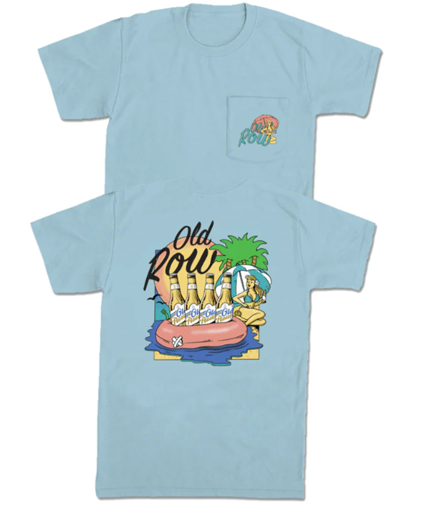 Old Row Beer Floats SS Pocket Tee in Chambray