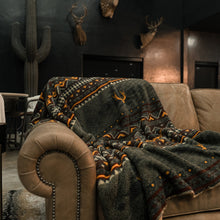 Load image into Gallery viewer, Burlebo Sherpa Blanket in Whitetail Aztec Brown