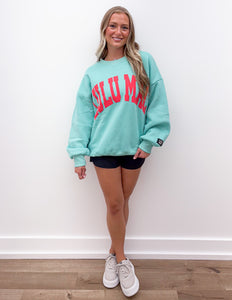Lulu Mac Logo Sweatshirt in Mint/Coral