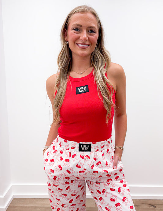 Lulu Mac DD Solid Red Tank Tops