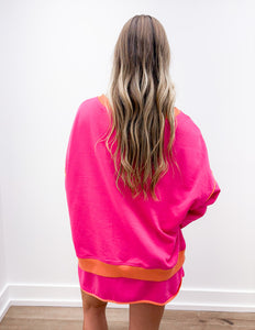 Time After Time Colorblock Pullover And Skort Set in Rose Red