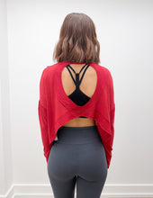 Load image into Gallery viewer, Some Never Do Cotton Slub Cutout Back LS Top in Cherry