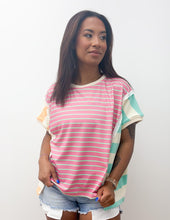 Load image into Gallery viewer, Shine Bright Stripe Mixed Loose Fit Top in Mint Multi