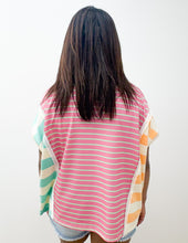 Load image into Gallery viewer, Shine Bright Stripe Mixed Loose Fit Top in Mint Multi