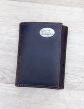 Load image into Gallery viewer, Light Brown Crazy Horse Trifold Ole Miss Wallet