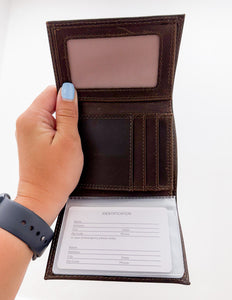 Light Brown Crazy Horse Trifold MSU Wallet