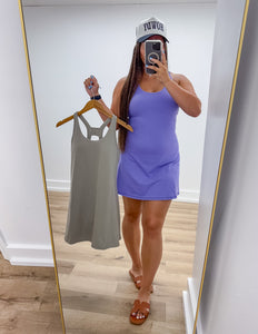 Living The Dream Tennis Romper Dress in Peri Lavender