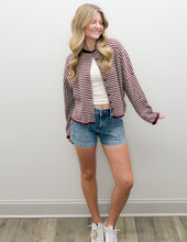Load image into Gallery viewer, Can't Love You Stripe Drop Shoulder Knit Cardigan in Burgundy