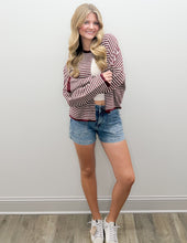 Load image into Gallery viewer, Can't Love You Stripe Drop Shoulder Knit Cardigan in Burgundy
