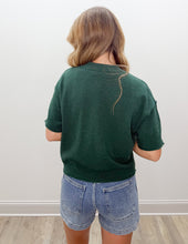 Load image into Gallery viewer, Seen You Lightweight SS Crop Sweater in Hunter Green