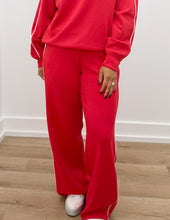 Load image into Gallery viewer, It&#39;s Love Modal Scuba Stripe Piping Pants in True Red