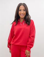 Load image into Gallery viewer, Hurry Up Modal Scuba Double Piping Polo Top in True Red