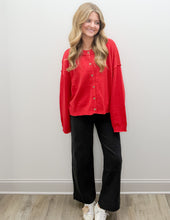 Load image into Gallery viewer, Comes My Time Button Down Knit Cardigan in Red
