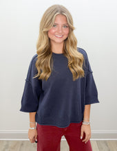Load image into Gallery viewer, Really Nice Exposed Seam SS Pullover in Navy