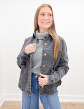 Load image into Gallery viewer, Time With You Vintage Denim Jacket in Black