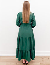 Load image into Gallery viewer, Picture Perfect LS Button V-Neck Tiered Maxi Dress in Green